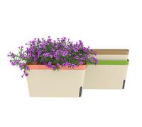 Plant Pots Set of 3 White PP 27x12x14.5cm Stackable Self-Watering with UV Window