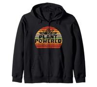 Plant Powered Retro Vegan Vegetarian Veganism Veggie Gift Zip Hoodie
