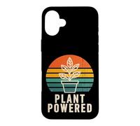 Plant Powered Vegan Retro Plant Lover Case for iPhone 16 Plus