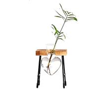 Plant Propagation Station Terrarium - Desktop Glass Planter with Wooden Stand for Hydroponics - Bulb Vase-heart Plant Terrarium for Decor