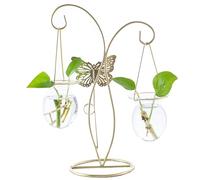 Plant Propagation Station Water Planting Plant Terrarium Elegant Propagation Jars with Butterfly Decor Detachable Stations for Home Office, Two Bottle