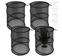 Plant Protection Netting, Pop-Up Garden, Four Pieces, Plant Cloche Black, With Sixteen Ground Stakes, Mesh Transparent Covers, Indoor And Outdoor Use