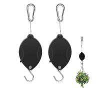 Plant Pulley, 2Pack Retractable Hanger Adjustable Heavy Duty Plant Pulley, Adjustable Plant Hanger Hanging Flower Basket Hook Hanger for Garden Baskets Pots and Birds Feeder