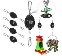 Plant Pulleys for Hanging Plants, Heavy Duty Retractable Hangers, 304 Stainless Steel Rope, Auto Plant Holder, Adjustable Climbing Hook for Garden Baskets Watering, or Bird Feeders (Black-4)