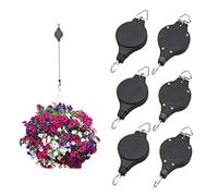 Plant Pulleys For Hanging Plants Plant Pulley Hanger with 6 PCS Metal Ceiling Plant Hooks Retractable Plant Hanger Adjustable Plant Hooks
