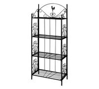 Plant Rack 4-Tier Black Steel 61.5x33x153cm Flower Pattern Outdoor Display Shelf