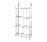 Plant Rack 4-Tier White Steel 61.5x33x153cm Flower Pattern Garden Indoor Display