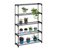 Plant Rack Stand Flower Shelf Growing Herb Shelving Unit Black Metal 140x91x28cm