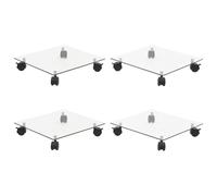 Plant Roller 35x35 cm Clear Tempered Glass Square with Black 360 Casters
