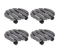 Plant Roller 4 Pieces Grey Diameter 30 x 7.5 cm WPC with 360 Degree Rotating Wheels, 2 Brakes, 100 kg Load Capacity, Ideal for Balcony, Garden, Patio and Indoor Use