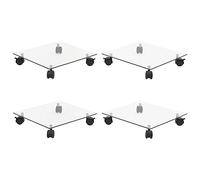 Plant Roller Made of Robust Tempered Glass 35 x 35 cm with 4 Pieces, Square, 360° Rotating Wheels for Balcony, Patio, Living Room and Garden, Protects Floors and Makes Plant Moving Easier