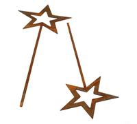Plant Rustic for Star Garden Stakes Weathered Metal Silhouette 2pcs Lawn Decor Iron Pot Courtyard Outdoor Flower Bed 250mm(Stars)