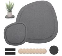 Plant Saucers, Includes Wood Ball Cushions & Silicone Mats, 2 Pcs Diatomaceous Earth Plant Saucers, Instant Dry Water Drainage Trays, Grey Drip Trays For Outdoor And Indoor Pots