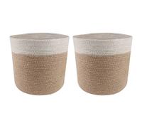 Plant Set 2pc Natural White 100% Tossa Jute 21x21cm Cylindrical Woven