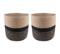 Plant Set 2pcs Natural/Black Tossa Jute Cylindrical Ø21x21cm Woven Indoor UK