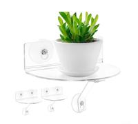 Plant Shelf, Acrylic Window Sill Display 20Cm With Suction Cups, Transparent Herb Flower Pot Holder For Indoor Kitchen Bathroom(2)