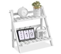 Plant Shelf Indoor 13x7x14'' Thickened Double-Layer Folding Plant Stand Space-Saving Ladder Plant Stand with Grid Partition for Table Storage Decoration Ladder Plant Stand Foldable Shelf Plant Shelf F