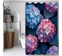 Plant Shower Curtain, Bathroom Curtain with 12 Hooks | Waterproof Polyester | Rustproof Eyelets | Weighted Hem | Machine Washable | Quick Dry | Bathroom Accessories Decor | 180x250cm Hydrangea Y#27