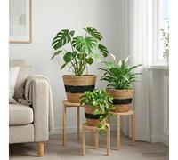 Plant Small Natural/Black 100% Seagrass Ø26 x 19 cm Woven Indoor Decor Set.