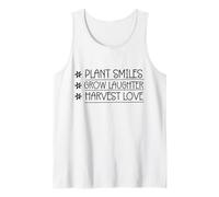 Plant smiles grow laughter harvest Funny Women Men Tank Top