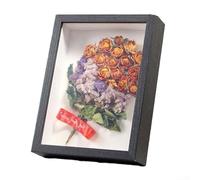 Plant Specimen Photo Frame Built with Natural Wood and Three-Dimensional Hollow Architecture for Pressed Leaf and Flower Displays (black)