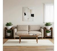Plant stand 2-shelf Smoked oak 30x30x40 cm Engineered wood Space-saving Compact