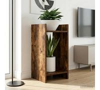 Plant Stand 2-Tiered Smoked Oak Engineered Wood 30x30x60cm Space-Saving Indoor.