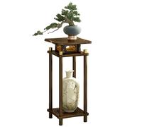 Plant Stand 2 Tiers Plant Stands Indoor Chinese Square Decorative Minimalist Plants Stand Holder Bamboo Potted Shelf Tall Rack for Multiple Flower Pot Balcony Living Room,1（13x13x26.8in）