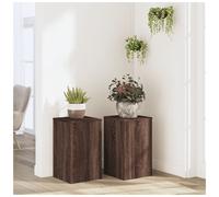 Plant Stand 2pc Brown Oak Engineered Wood Tiered Display 30x30x50 cm Indoor/Out