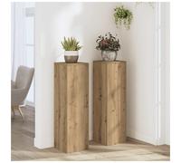 Plant Stand 2pc Oak Engineered Wood 25x25x80cm Tiered Indoor Outdoor Display XL