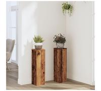 Plant Stand 2pc Old Wood Engineered Wood Tiered 17x17x60cm Indoor Outdoor Garden