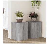 Plant Stand 2pc Set Grey Sonoma Engineered Wood 25x25x35cm Tiered Indoor/Outdoor