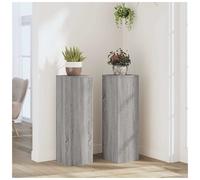 Plant Stand 2pc Set Grey Sonoma Engineered Wood 25x25x80cm Tiered Indoor/Outdoor