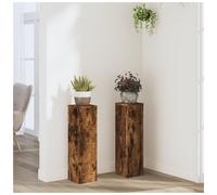 Plant Stand 2pc Smoked Oak Engineered Wood Tiered 17x17x60cm Indoor/Outdoor Set