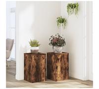 Plant Stand 2pc Smoked Oak Engineered Wood Tiered Display 30x30x50 cm Set -Pair