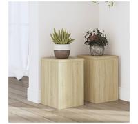 Plant Stand 2pc Sonoma Oak 20x20x30cm Engineered Wood Tiered Display Indoor Use
