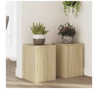 Plant Stand 2pc Sonoma Oak Engineered Wood Tiered 25x25x35cm Indoor/Outdoor Set