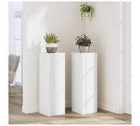 Plant Stand 2pc White Engineered Wood Tiered Display 25x25x80 cm Indoor/Outdoor