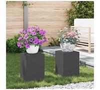 Plant Stand 2pcs Black Steel 24x24x35cm Outdoor Minimalist Modern Patio Display