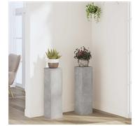 Plant Stand 2pcs Concrete Grey Engineered Wood 17x17x60cm Indoor Outdoor Tiered