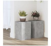 vidaXL Plant Stand 2 pcs Concrete Grey 20 x 20 x 30 cm Engineered Wood | Simple, sparse details enhance any décor, You can fill the hollow design with sand for extra stability,