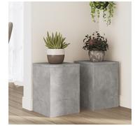 Plant Stand 2pcs Concrete Grey Engineered Wood 25x25x35cm Tiered Indoor/Outdoor