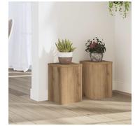 Plant Stand 2pcSet Oak Engineered Wood Tiered Display 20x20x30cm Indoor/Outdoor