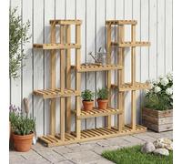 Plant Stand 6-Tier Outdoor 123 x 25 x 114.5 cm White Solid Acacia Wood