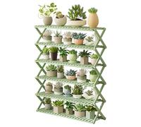 Plant Stand Bamboo 6 Tier Plant Stand Folding Rack Multiple Flower Pot Holder Shelf Indoor Outdoor Planter Display Shelving Unit for Patio Garden Corner Balcony Living Room（Green-100cm/39.4）