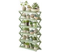 Plant Stand Bamboo 6 Tier Plant Stand Folding Rack Multiple Flower Pot Holder Shelf Indoor Outdoor Planter Display Shelving Unit for Patio Garden Corner Balcony Living Room（Green-70cm/27.6）