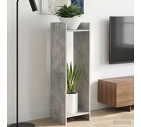 Plant Stand Concrete Grey 30x30x100cm Engineered Wood 2 Shelves Space-Saving .