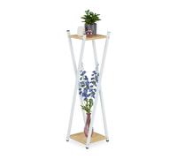 Plant stand Flower Shelf Modern Pot Holder 2 Levels Black Frame Adjustable Feet