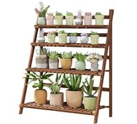 Plant Stand Folding Plant Stand 4 Tiers Wooden Foldable Plants Shelf for Multiple Flower Planter Holder Large Ladder Display Rack for Indoors Outdoors Garden,Natural,100cm/(Walnut-100cm/39.4)