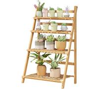 Plant Stand Folding Plant Stand 4 Tiers Wooden Foldable Plants Shelf for Multiple Flower Planter Holder Large Ladder Display Rack for Indoors Outdoors Garden,Natural,100cm/（Natural-70cm/27.6）